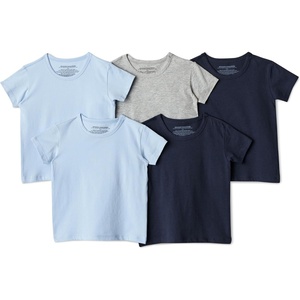 image:imageAmazon Essentials Boys Cotton Jersey Crew Neck Undershirt Pack of 5Light Blue  Navy  Light Grey Heather
