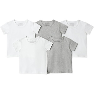 image:imageAmazon Essentials Boys Cotton Jersey Crew Neck Undershirt Pack of 5Light Grey Heather  White