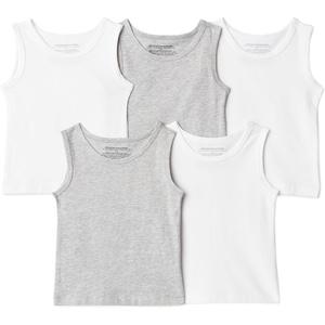 image:imageAmazon Essentials Boys Cotton Jersey Tank Top Undershirt Pack of 5Light Grey Heather  White