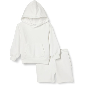 image:imageAmazon Essentials Boys and Toddlers 2 Piece Hoodie and Shorts SetWhite