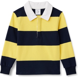 image:imageAmazon Essentials Boys and Toddlers Long Sleeve Rugby Polo ShirtNavy Yellow Rugby Stripe