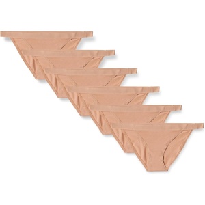 image:imageAmazon Essentials Womens Cotton Jersey Tanga Underwear Pack of 6Washed Bronze