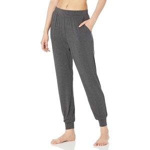 image:imageAmazon Essentials Womens Pajama Pants Lightweight Knit Jersey JoggerCharcoal Heather