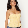 image:imageAmazon Essentials Womens RegularFit Smocked Cotton Stretch Poplin TankGolden Yellow Even Stripe