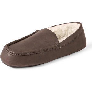 image:imageAmazon Essentials Mens Memory Foam Moccasin SlippersDark Brown Faux Leather
