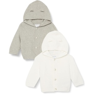 image:imageAmazon Essentials Unisex Babies Long Sleeve Hooded Sweater Pack of 2Grey HeatherIvory