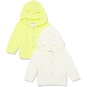 image:imageAmazon Essentials Unisex Babies Long Sleeve Hooded Sweater Pack of 2Lime GreenIvory