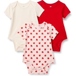 image:imageAmazon Essentials x Sofia Grainge Unisex Babies Short Sleeve Crewneck BodysuitIvoryRedApple Hearts