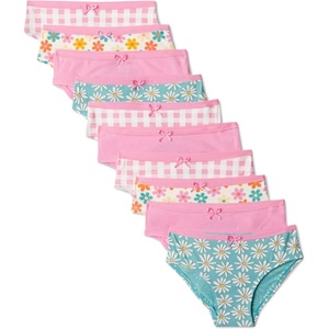 image:imageAmazon Essentials Girls Cotton Jersey Bikini Underwear Pack of 10Gingham Flower Pink