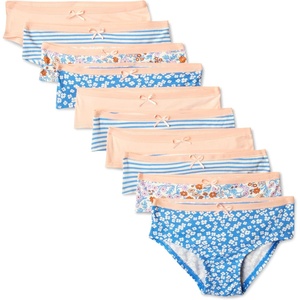 image:imageAmazon Essentials Girls Cotton Jersey Bikini Underwear Pack of 10Peach Flower Stripes