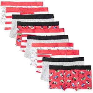 image:imageAmazon Essentials Boys Cotton Jersey Boxer Brief Underwear Pack of 10Grey Stripes Trucks