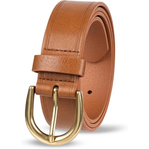 image:imageAmazon Essentials Womens Raw Edge Jeans Belt with Wide Waist StrapTan