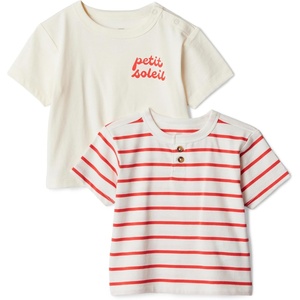 image:imageAmazon Essentials x Sofia Grainge Baby Boys Cotton Short Sleeve Crewneck TShirtsPetit SoleilUneven Stripe