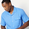 image:imageAmazon Essentials Mens RelaxedFit Short Sleeve Linen Blend ShirtBlue