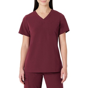 image:imageAmazon Basics Womens Scrubs VNeck Top with PocketsBurgundy