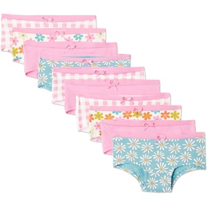 image:imageAmazon Essentials Girls Cotton Jersey Hipster Underwear Pack of 10Gingham Flower Pink