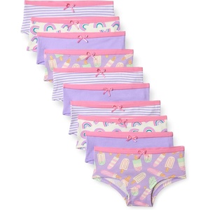 image:imageAmazon Essentials Girls Cotton Jersey Hipster Underwear Pack of 10Lilac Rainbow Stripes