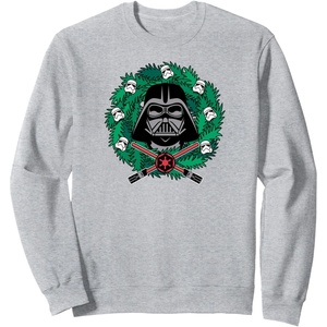image:imageAmazon Essentials Star Wars Darth Vader Helmet Holiday Christmas Wreath SweatshirtHeather Grey