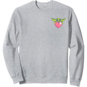 image:imageAmazon Essentials The Mandalorian Grogu Holding a Valentines Heart SweatshirtHeather Grey