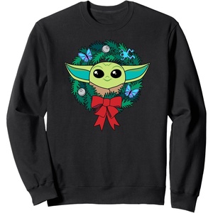 image:imageAmazon Essentials The Mandalorian Grogu Holiday Christmas Wreath SweatshirtBlack