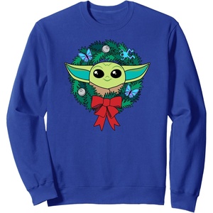 image:imageAmazon Essentials The Mandalorian Grogu Holiday Christmas Wreath SweatshirtRoyal Blue