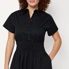 image:imageAmazon Essentials Womens Fit amp Flare Cotton Poplin Collared Short Sleeve Dress with Elastic WaistBlack