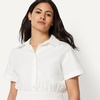 image:imageAmazon Essentials Womens Fit amp Flare Cotton Poplin Collared Short Sleeve Dress with Elastic WaistBright White