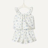 image:imageAmazon Essentials x Sofia Grainge Toddlers and Baby Girls Cotton Linen Sleeveless Top amp Shorts Set with RufflesIvory Blue Floral