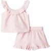 image:imageAmazon Essentials x Sofia Grainge Toddlers and Baby Girls Cotton Linen Sleeveless Top amp Shorts Set with RufflesLight Pink
