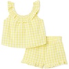 image:imageAmazon Essentials x Sofia Grainge Toddlers and Baby Girls Cotton Linen Sleeveless Top amp Shorts Set with RufflesYellow Gingham