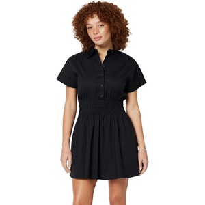 image:imageAmazon Essentials Womens Fit amp Flare Cotton Poplin Collared Short Sleeve Dress with Elastic WaistBlack