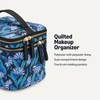 image:imageAmazon Essentials Womens Quilted Makeup Bag with Brush Storage Black Faux Leather One SizeBlue Floral