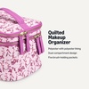 image:imageAmazon Essentials Womens Quilted Makeup Bag with Brush Storage Black Faux Leather One SizePink Floral