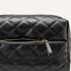 image:imageAmazon Essentials Womens Quilted Travel Makeup Bag with Mesh Compartments Black Faux Leather One SizeBlack Faux Leather