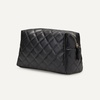 image:imageAmazon Essentials Womens Quilted Travel Makeup Bag with Mesh Compartments Black Faux Leather One SizeBlack Faux Leather