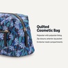 image:imageAmazon Essentials Womens Quilted Travel Makeup Bag with Mesh Compartments Black Faux Leather One SizeBlue Floral