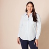 image:imageAmazon Essentials Womens RegularFit LongSleeve ButtonDown Poplin Shirt Business Casual Office WorkFrench Blue White Stripe