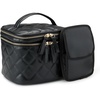 image:imageAmazon Essentials Womens Quilted Makeup Bag with Brush Storage Black Faux Leather One SizeBlack Faux Leather