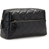 image:imageAmazon Essentials Womens Quilted Travel Makeup Bag with Mesh Compartments Black Faux Leather One SizeBlack Faux Leather