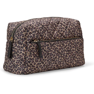 image:imageAmazon Essentials Womens Quilted Travel Makeup Bag with Mesh Compartments Black Faux Leather One SizeLeopard