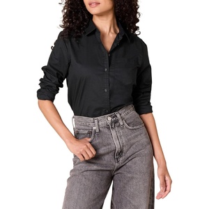 image:imageAmazon Essentials Womens RegularFit LongSleeve ButtonDown Poplin Shirt Business Casual Office WorkBlack