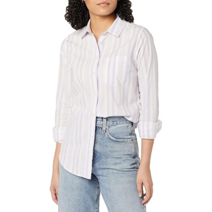 image:imageAmazon Essentials Womens RegularFit LongSleeve ButtonDown Poplin Shirt Business Casual Office WorkLilac White Variegated Stripe