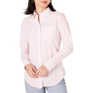 image:imageAmazon Essentials Womens RegularFit LongSleeve ButtonDown Poplin Shirt Business Casual Office WorkPink Stripe