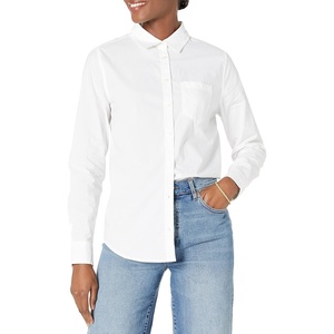 image:imageAmazon Essentials Womens RegularFit LongSleeve ButtonDown Poplin Shirt Business Casual Office WorkWhite