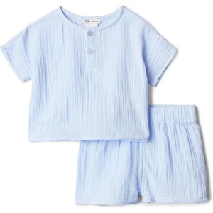 image:imageAmazon Essentials x Sofia Grainge Unisex Toddlers and Babies Cotton Gauze Shirt amp Shorts Play SetLight Blue