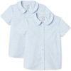image:imageAmazon Essentials Girls Short Sleeve Peter Pan Collar ShirtCornflower Blue  2 Pack