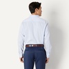 image:imageAmazon Essentials Mens Slim Fit Long Sleeve Wrinkle Resistant Stretch Dress ShirtWhite Pinstripe