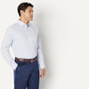 image:imageAmazon Essentials Mens Slim Fit Long Sleeve Wrinkle Resistant Stretch Dress ShirtWhite Pinstripe
