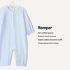 image:imageAmazon Essentials x Sofia Grainge Unisex Babies Cotton Gauze Long Sleeve RomperLight Blue