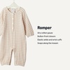 image:imageAmazon Essentials x Sofia Grainge Unisex Babies Cotton Gauze Long Sleeve RomperMushroom Brown Gingham